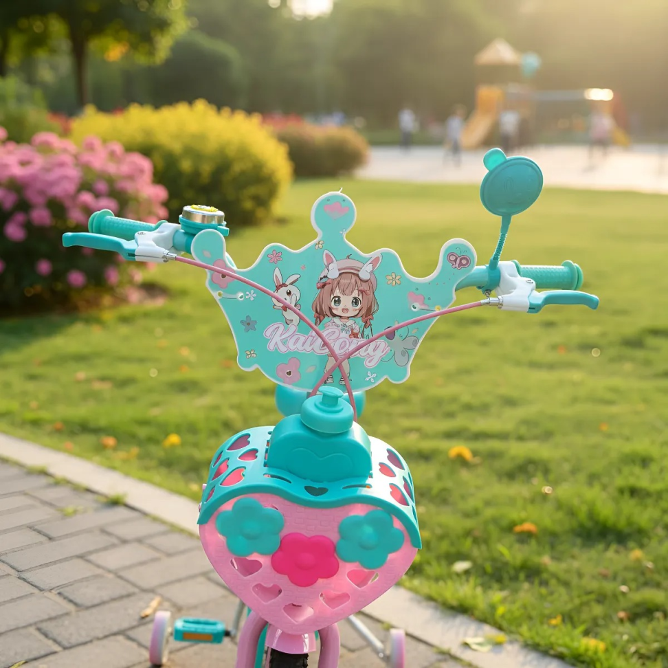 Bicicleta Infantil Aro 20 Garupa P/ Boneca E Cesta Meninas Rosa com Verde - #5