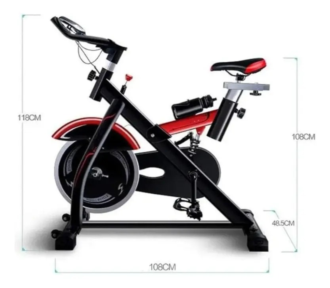 Bicicleta Spinning Com Roda De Inércia De 18kg Fitness Preto com Vermelho - #4