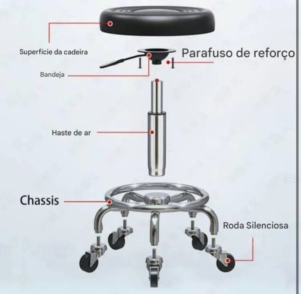 Mocho Giratório Com Apoio Para Pés Preto - #7