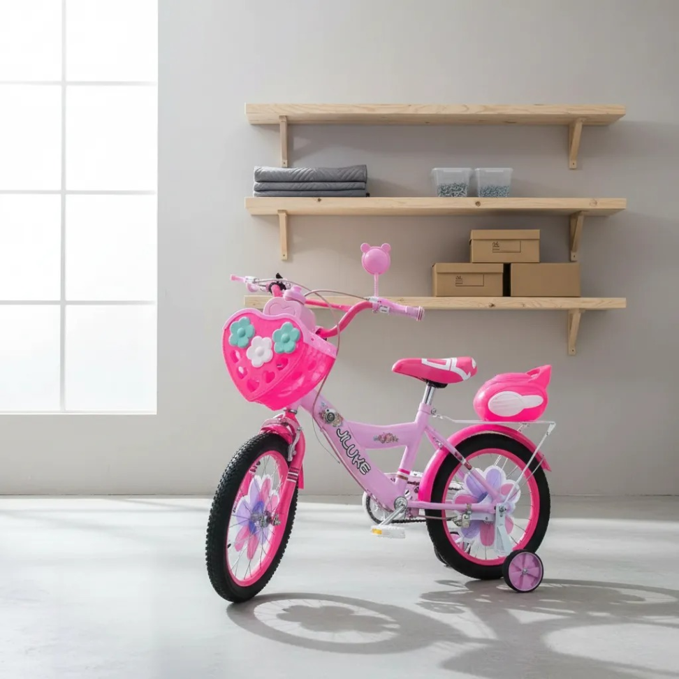 Bicicleta Jiluke Princesas Aro 16 Infantil Meninas Rosa Claro com Pink - #3