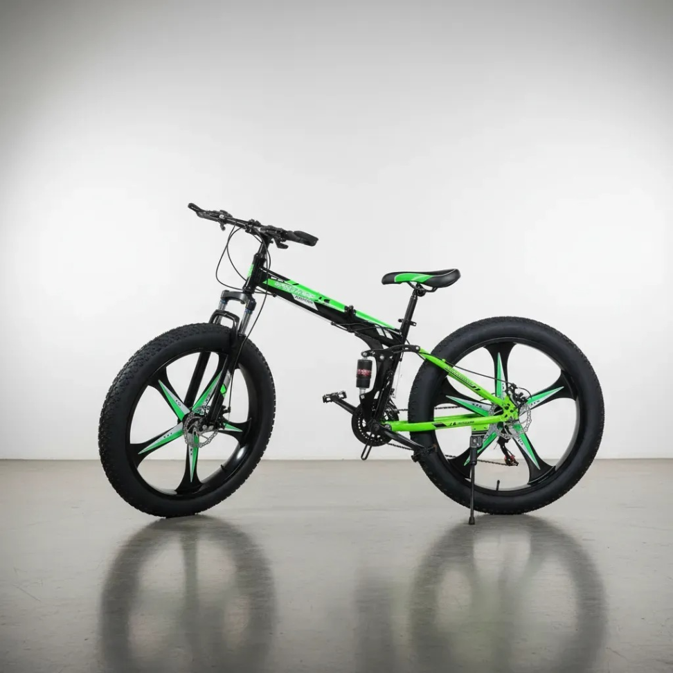 Bicicleta Dobrável Fat Monster 21 Marcha Aro 26 Pneu 4.0 Verde - #5