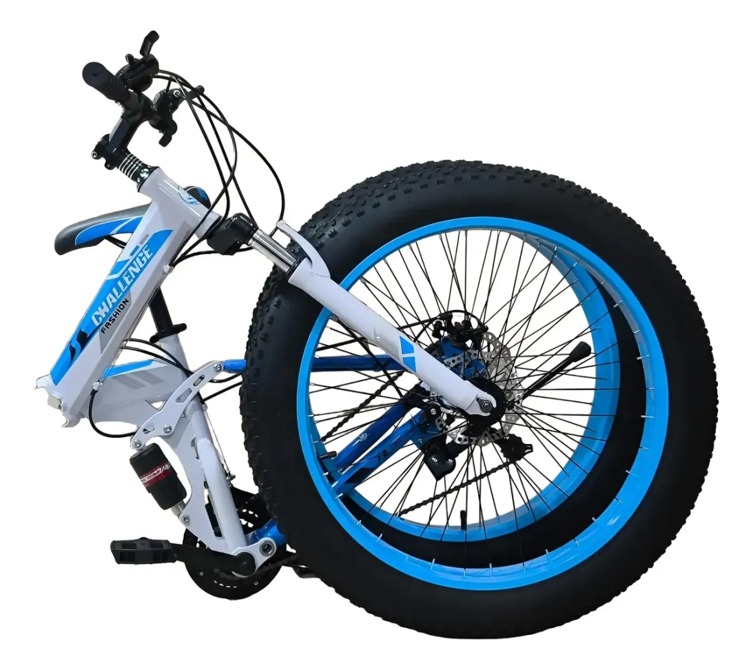 Bicicleta Fat Dobrável Aro 26 Freio A Disco 21 Velocidades Azul - #3