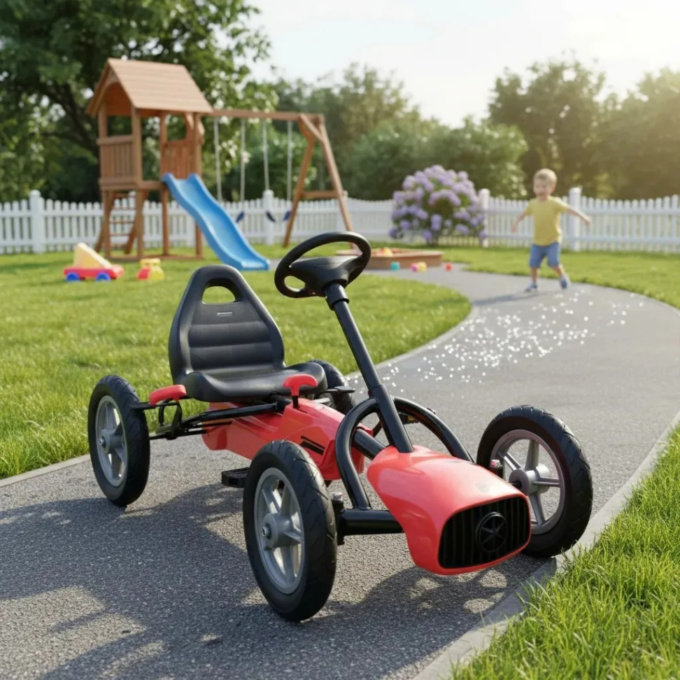 Bicicleta Pedal Kart Quadriciclo Para Crianças Vermelho - #5
