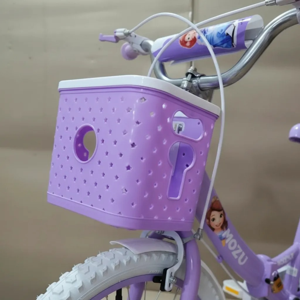 Bicicleta Aro 20 Dobrável Mozu Meninas Com Cesta E Garupa Lilás - #7