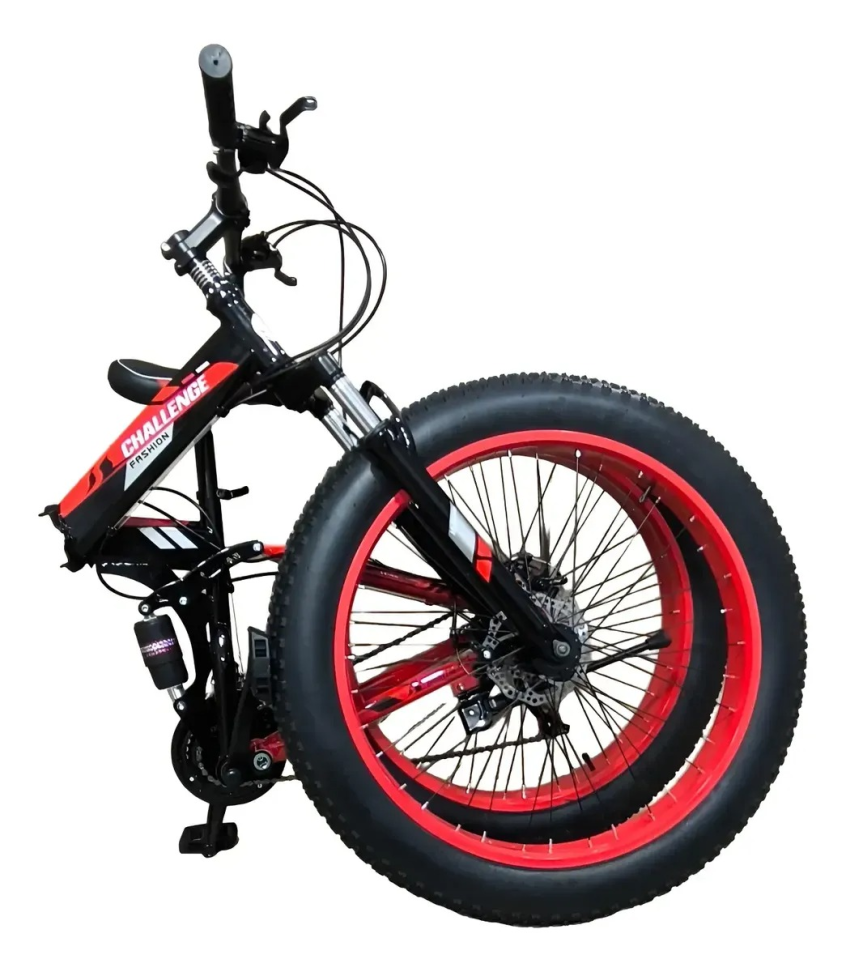 Bicicleta Fat Dobrável Aro 26 Freio A Disco 21 Velocidades Vermelha - #2