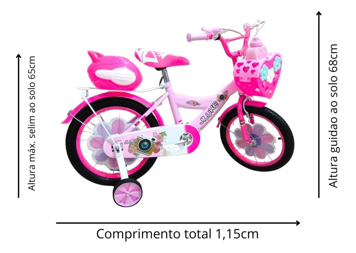 Bicicleta Jiluke Princesas Aro 16 Infantil Meninas Rosa Claro com Roxo - #4