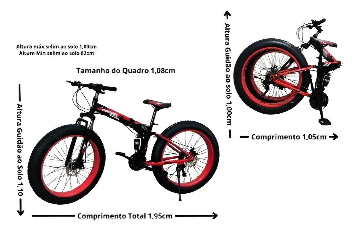Bicicleta Fat Dobrável Aro 26 Freio A Disco 21 Velocidades Vermelha - #4