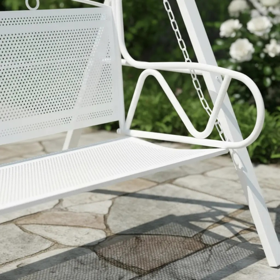 Balanço Branco De Metal Retro Para Áreas Externas e Internas - #6