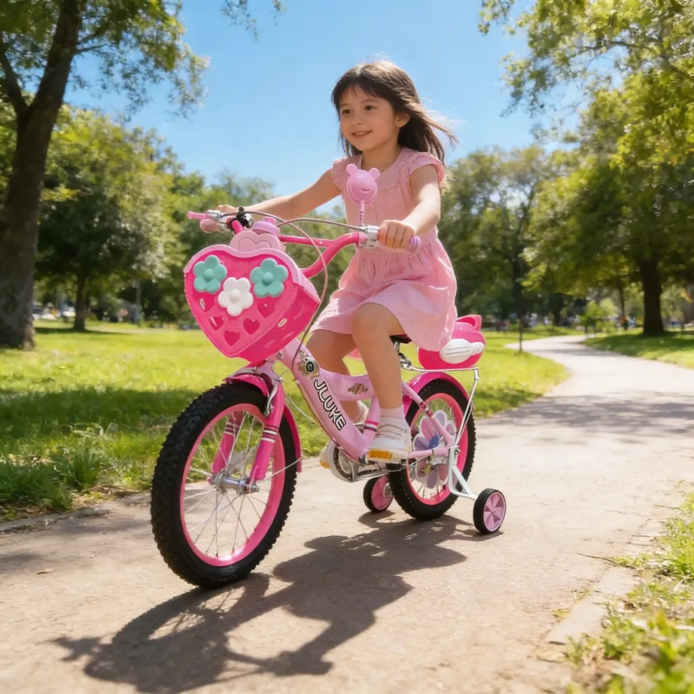 Bicicleta Jiluke Princesas Aro 16 Infantil Meninas Rosa Claro com Pink - #4