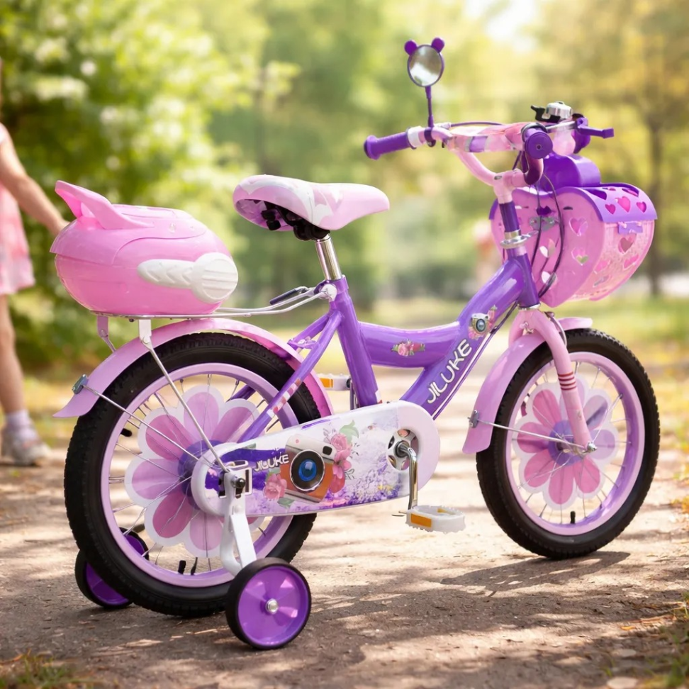 Bicicleta Jiluke Princesas Aro 16 Infantil Meninas Rosa Claro com Roxo - #6