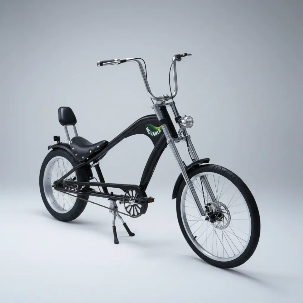 Bicicleta Estilo Chopper Harley Luxo com Farol Preta - #3