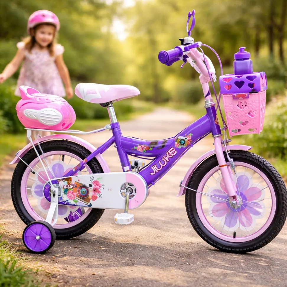 Bicicleta Jiluke Princesas Aro 16 Infantil Meninas Rosa Claro com Roxo - #2