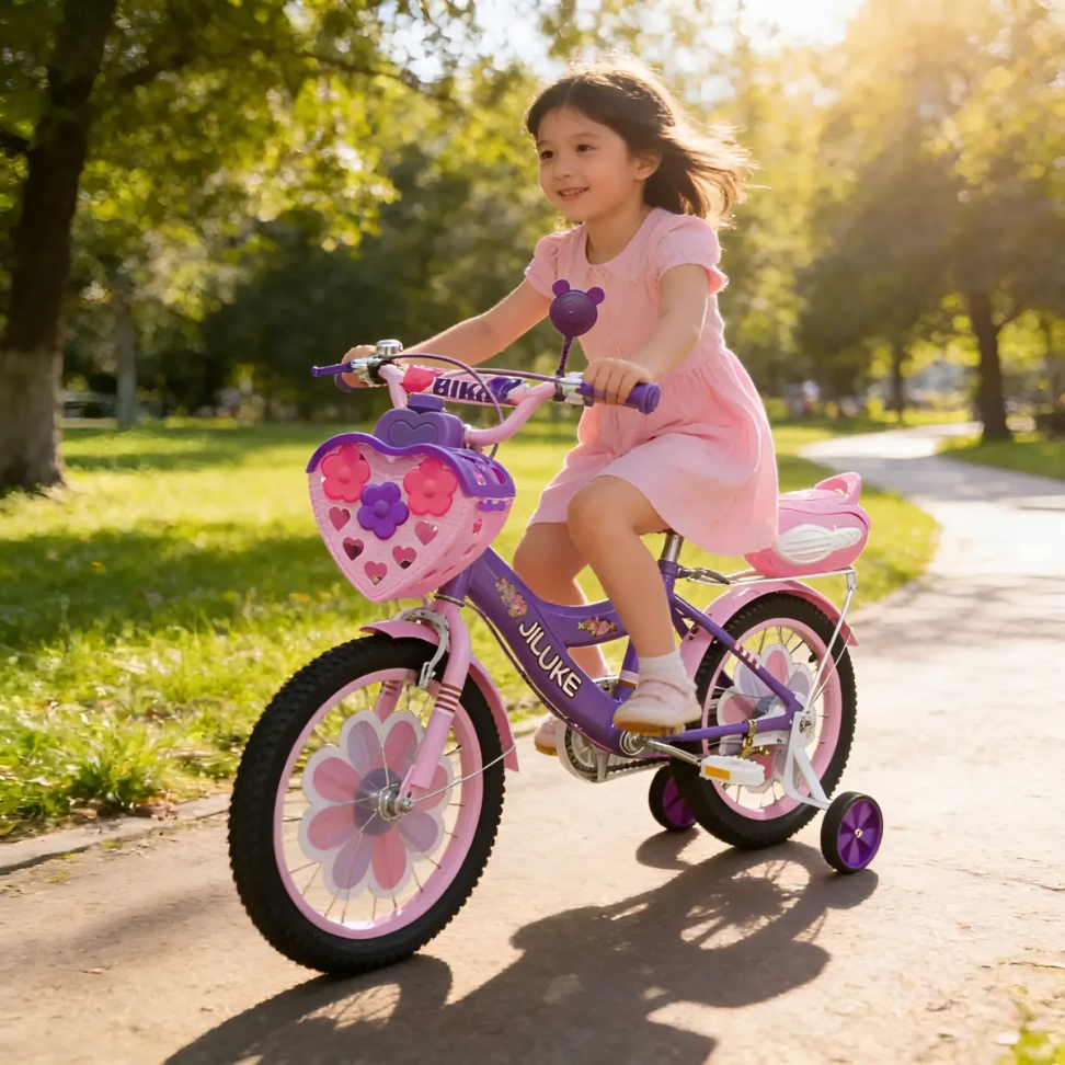 Bicicleta Jiluke Princesas Aro 16 Infantil Meninas Rosa Claro com Roxo - #3