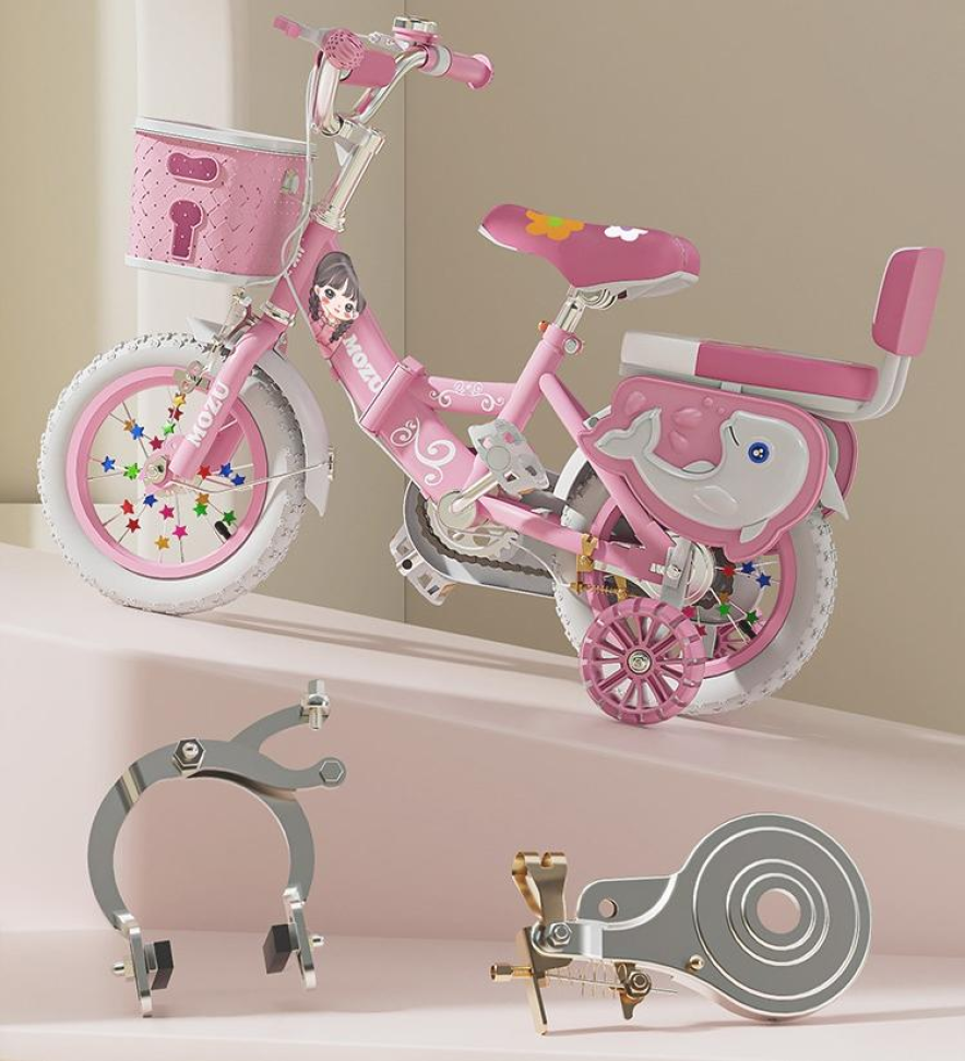 Bicicleta Infantil Meninas Aro 16 Com Rodinhas Garupa Rosa - #10
