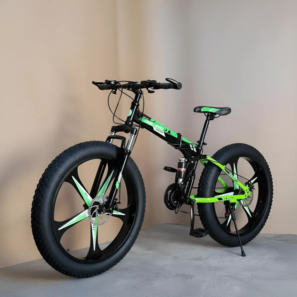 Bicicleta Dobrável Fat Monster 21 Marcha Aro 26 Pneu 4.0 Verde - #6