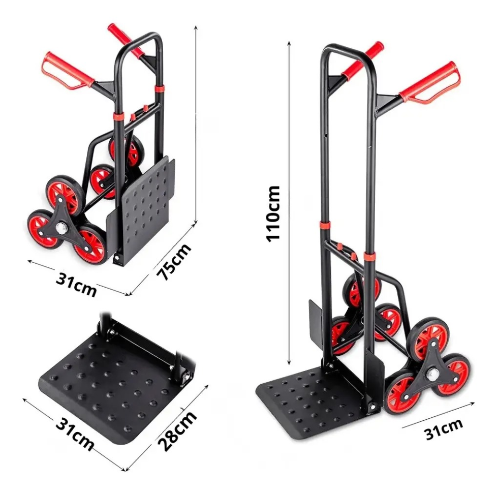 Carrinho Sobe Escada Para Carga 150kg 6 Rodas Preto - #3