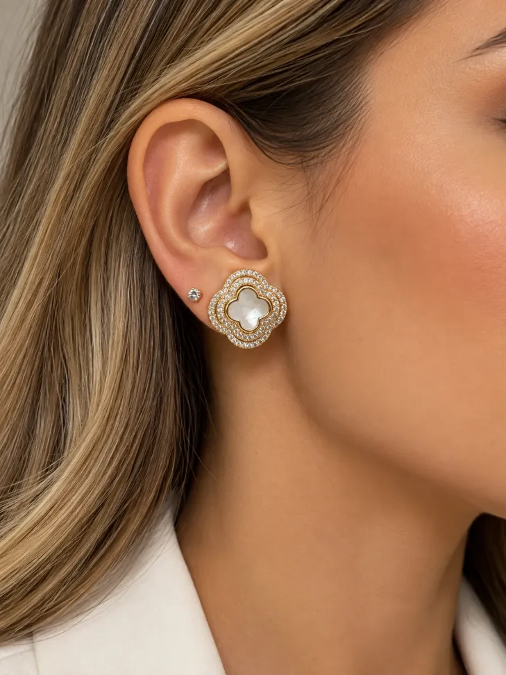 Brinco van cleef madrepérola com zircônia - #1