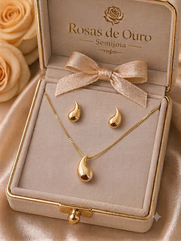 Conjunto gota dourada