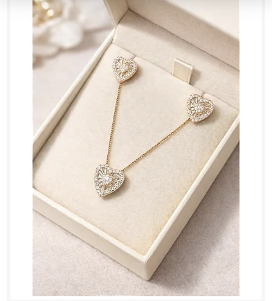 Conjunto coração diamantado