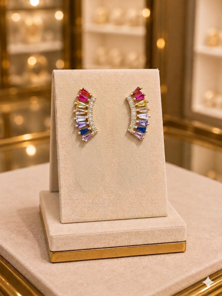 Brinco ear cuff zircônia navete color