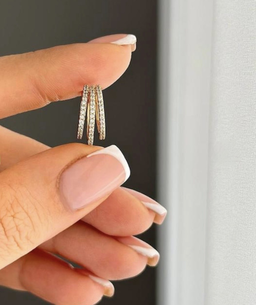 Piercing fake três fileiras zircônia