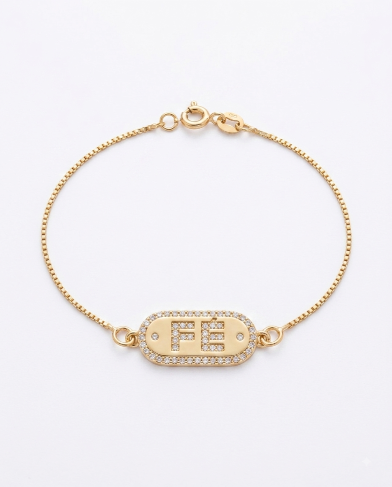 Pulseira plaquinha Fé