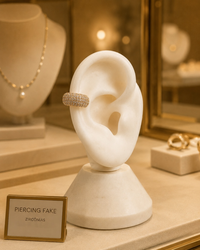 Piercing fake largo cravejado
