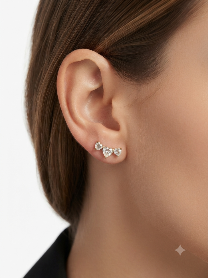 Brinco ear cuff zircônia coração