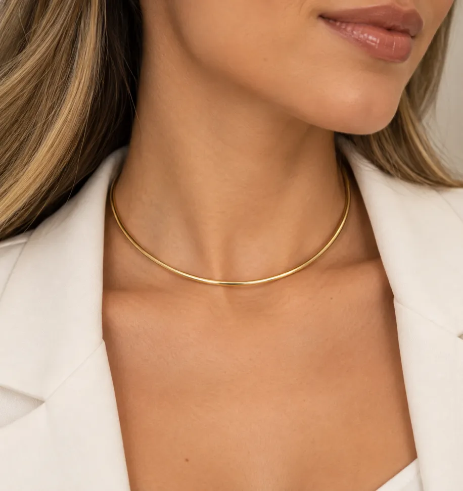 Colar chocker aro liso liso com extensor
