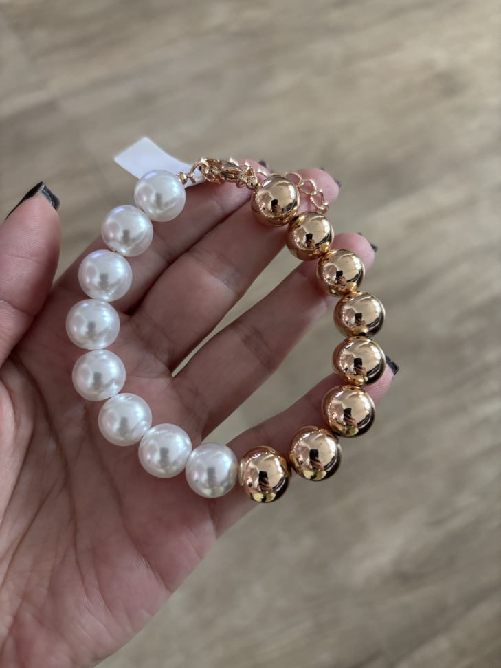 Pulseira pérolas e esferas - #4