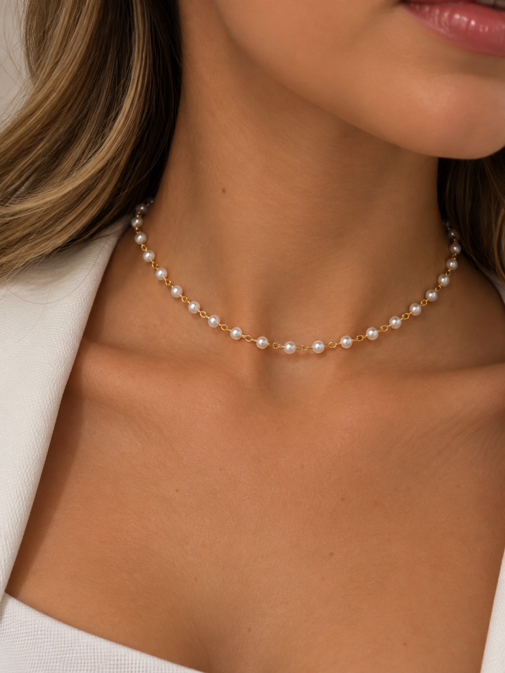 Colar chocker pérolas pp