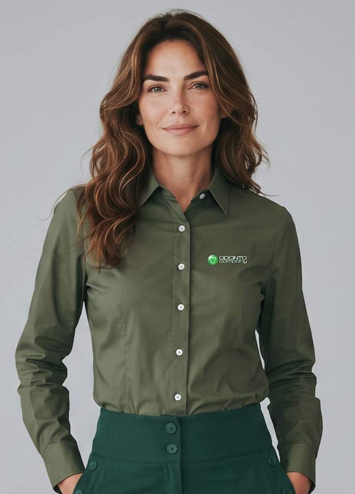 Camisa Tricoline manga longa Verde Odonto Company