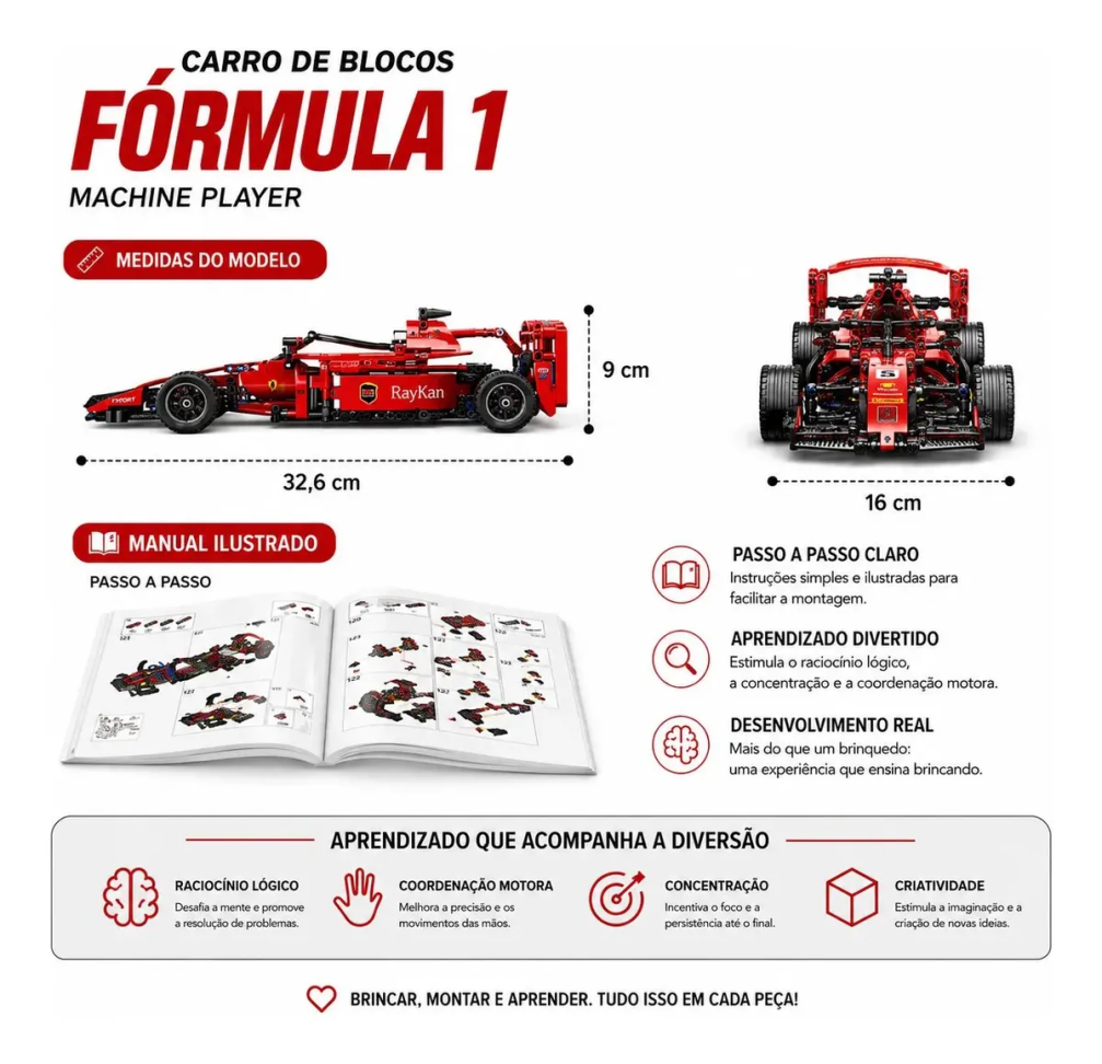 Blocos De Montar Formula 1 Ferrari 455 Peças - #6