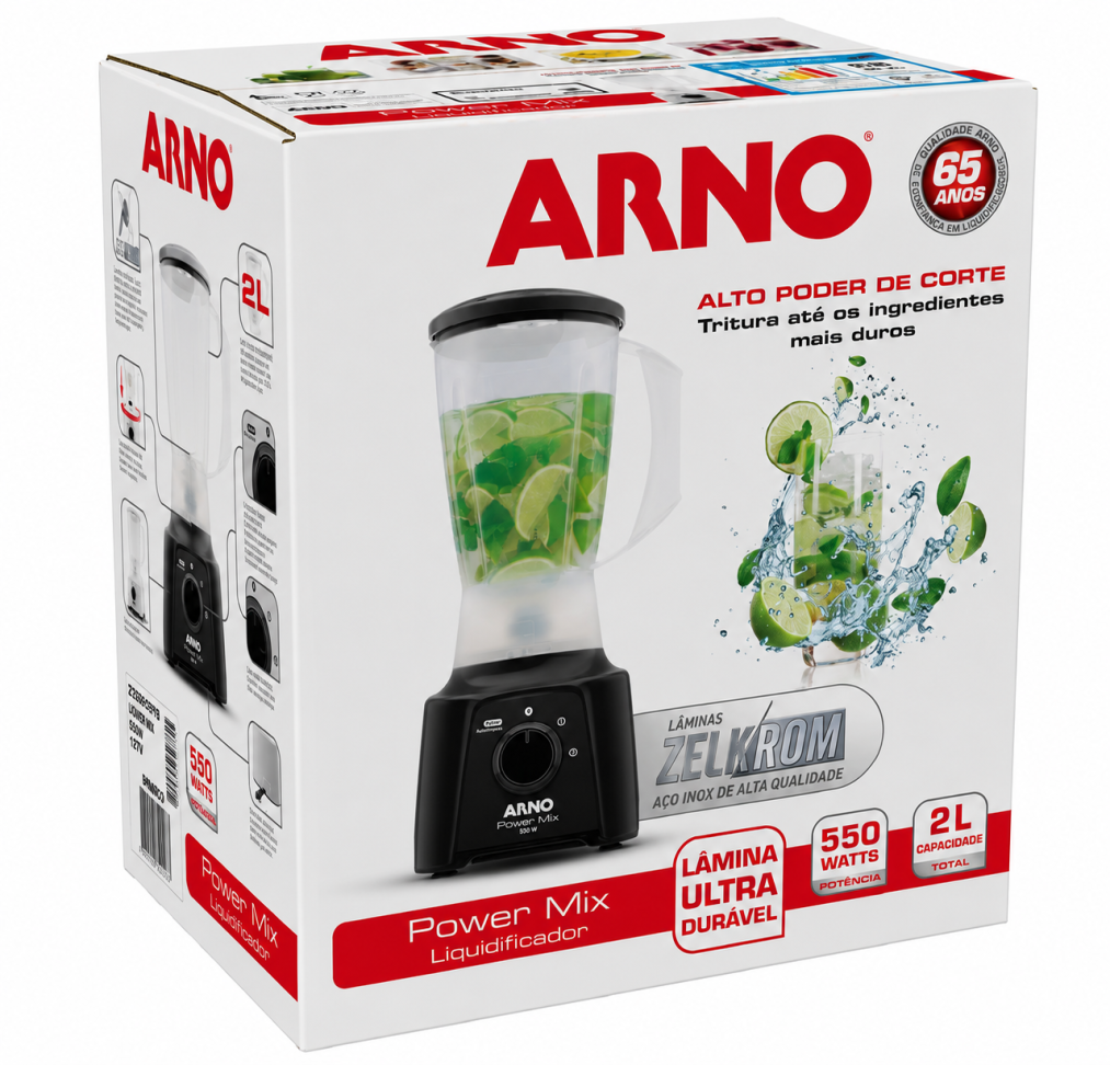 Liquidificador Arno Pwr Mix LQ10 550w Bc Lâmina Zelkrom 127v