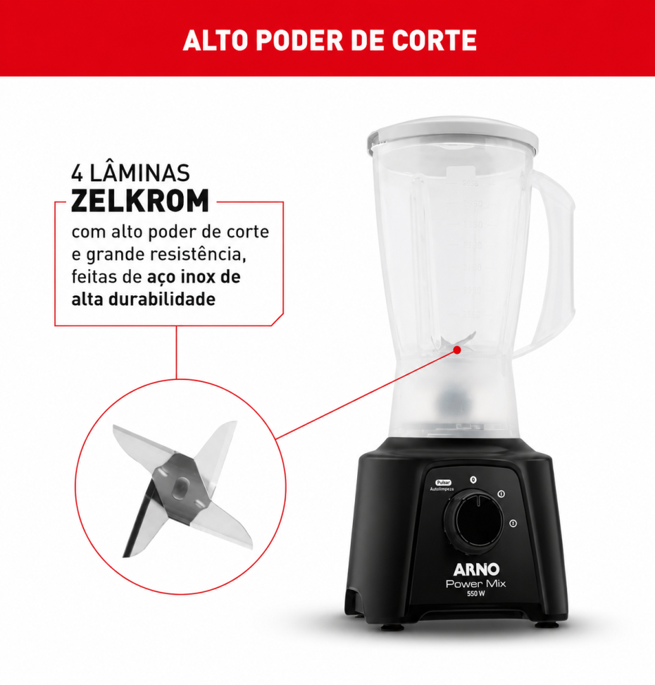 Liquidificador Arno Pwr Mix LQ10 550w Bc Lâmina Zelkrom 127v - #3