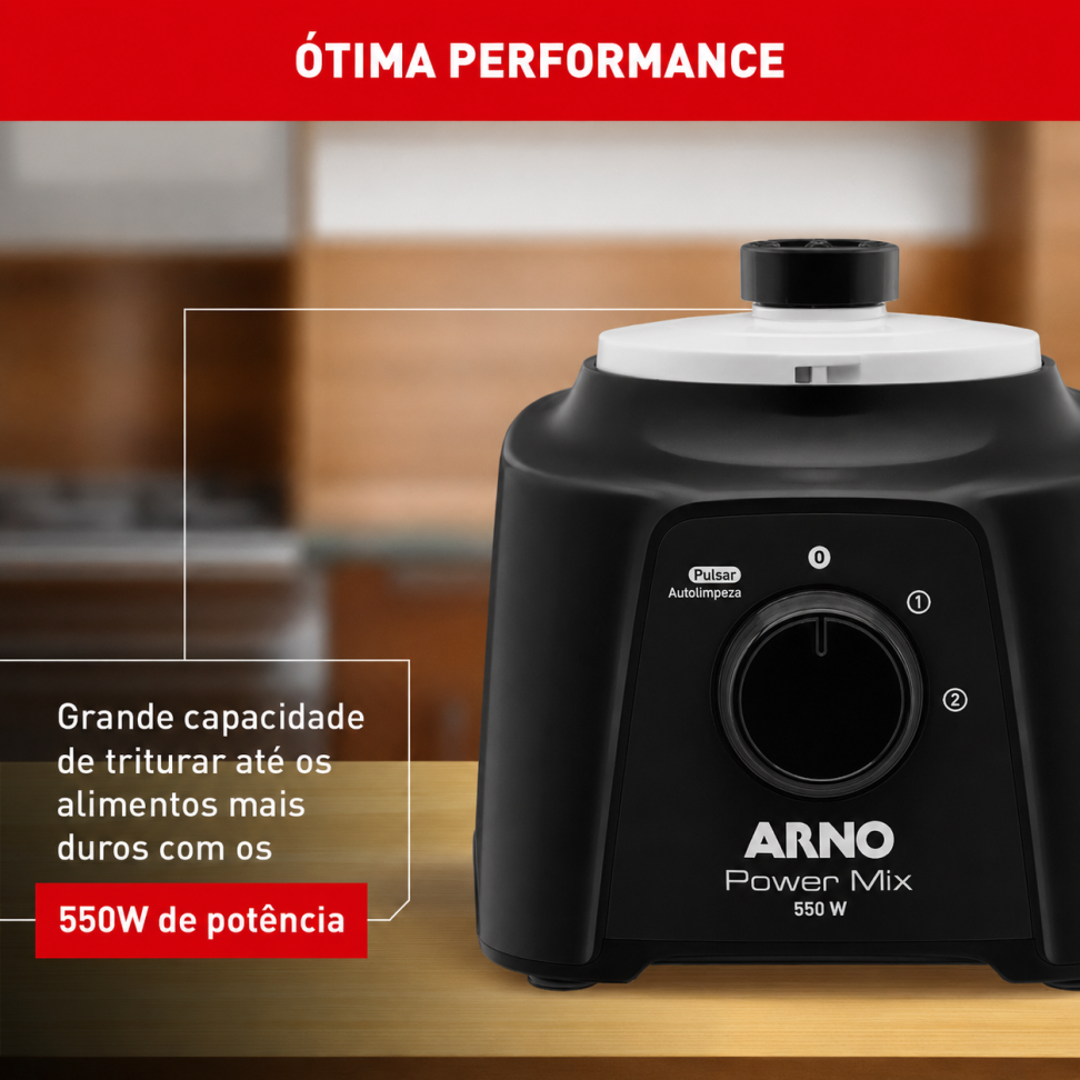 Liquidificador Arno Pwr Mix LQ10 550w Bc Lâmina Zelkrom 127v