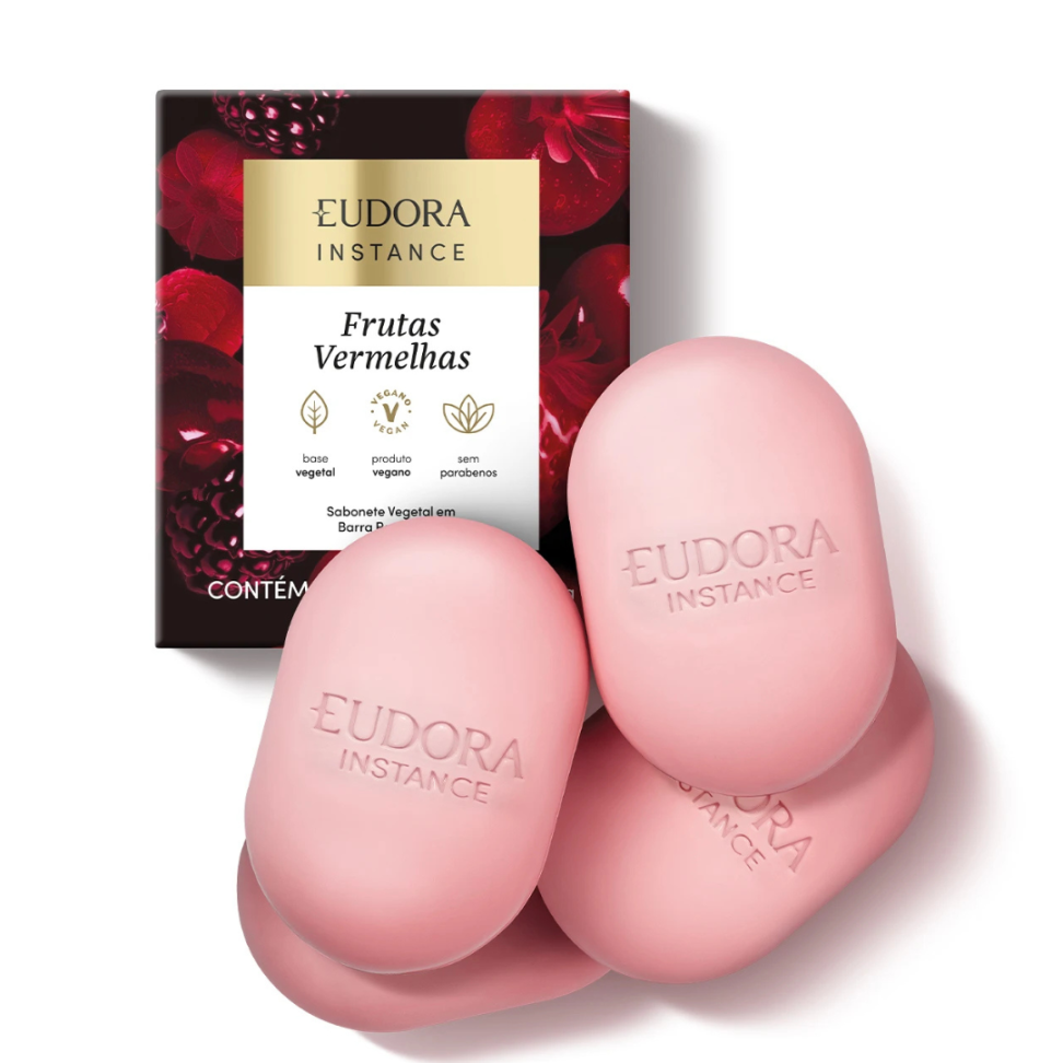 Sabonete Vegetal Em Barra Perfumado Instance Frutas Vermelhas 4X80G