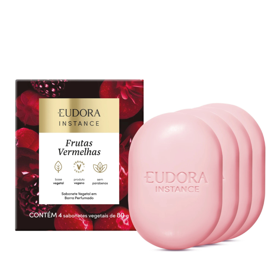 Sabonete Vegetal Em Barra Perfumado Instance Frutas Vermelhas 4X80G