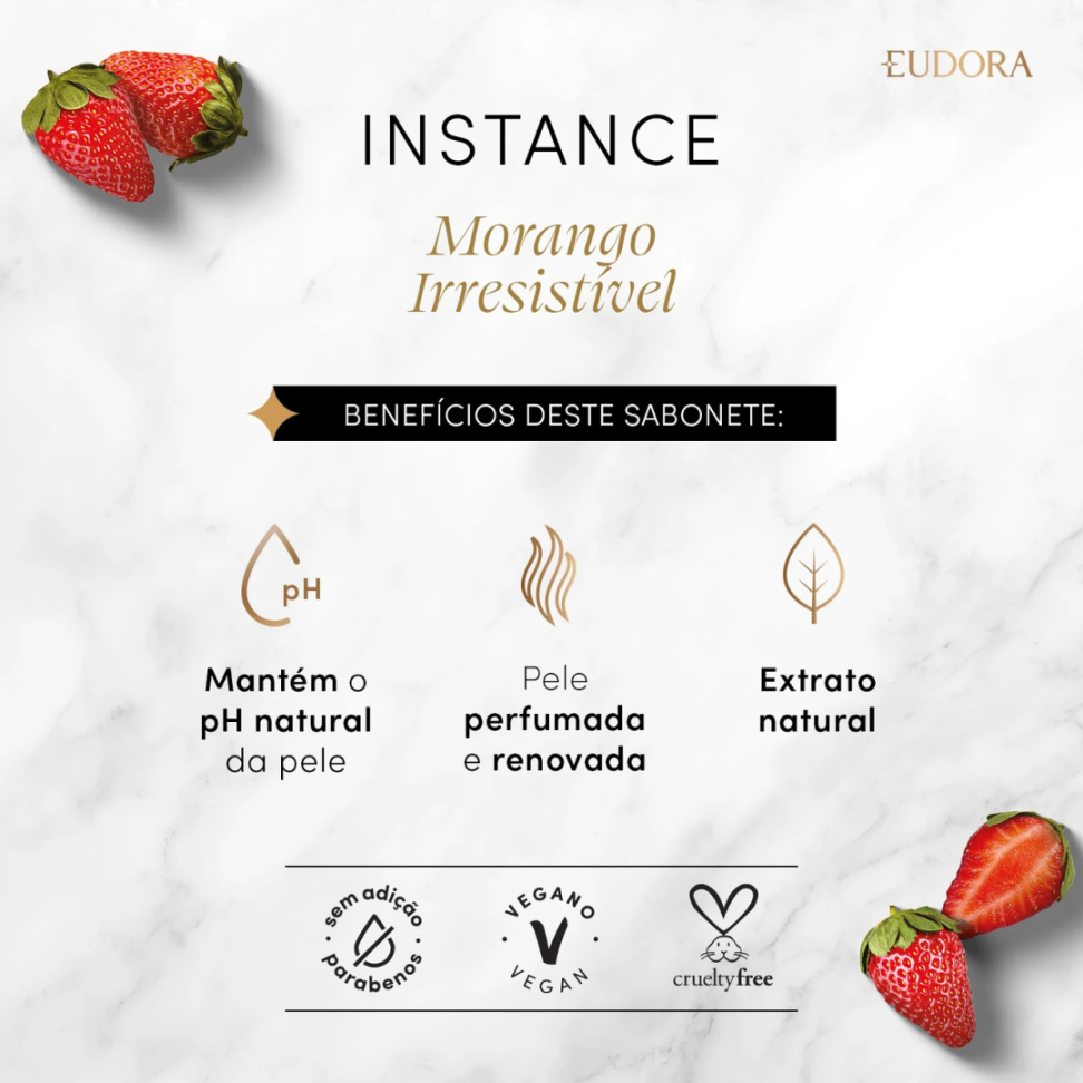 Sabonete Vegetal Em Barra Instance Morango Irresistível 80G (4 Unidades) Eudora