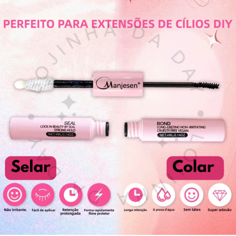 Kit Cílios Tufinhos Magnéticos Rosa Amor & Anjo com Pinça + Cola + Selador
