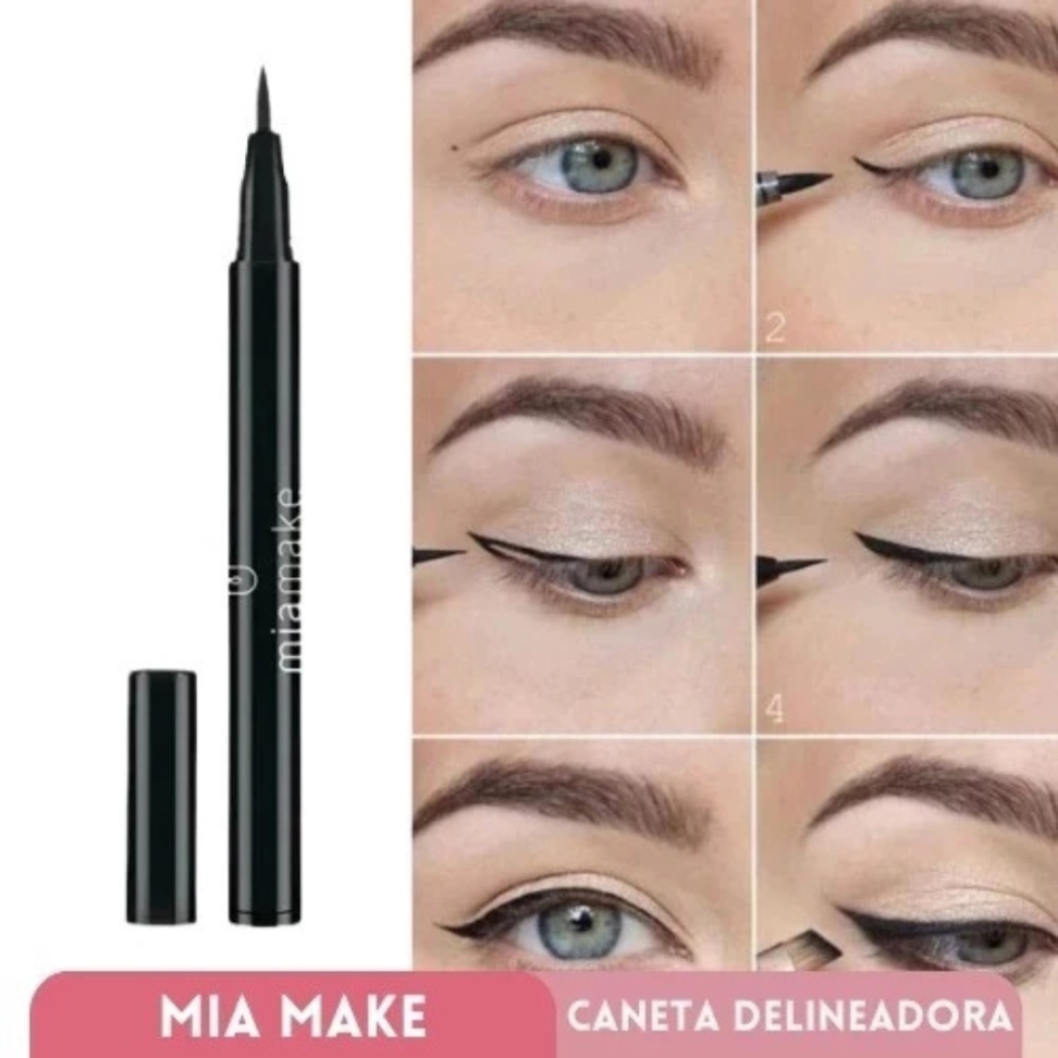 Delineador Caneta Preta Mia Make Alta Precisão Fixação 1,7ml - #3