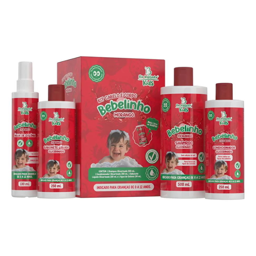 Kit Bio Instinto Kids Bebelinho Morango 4 Itens