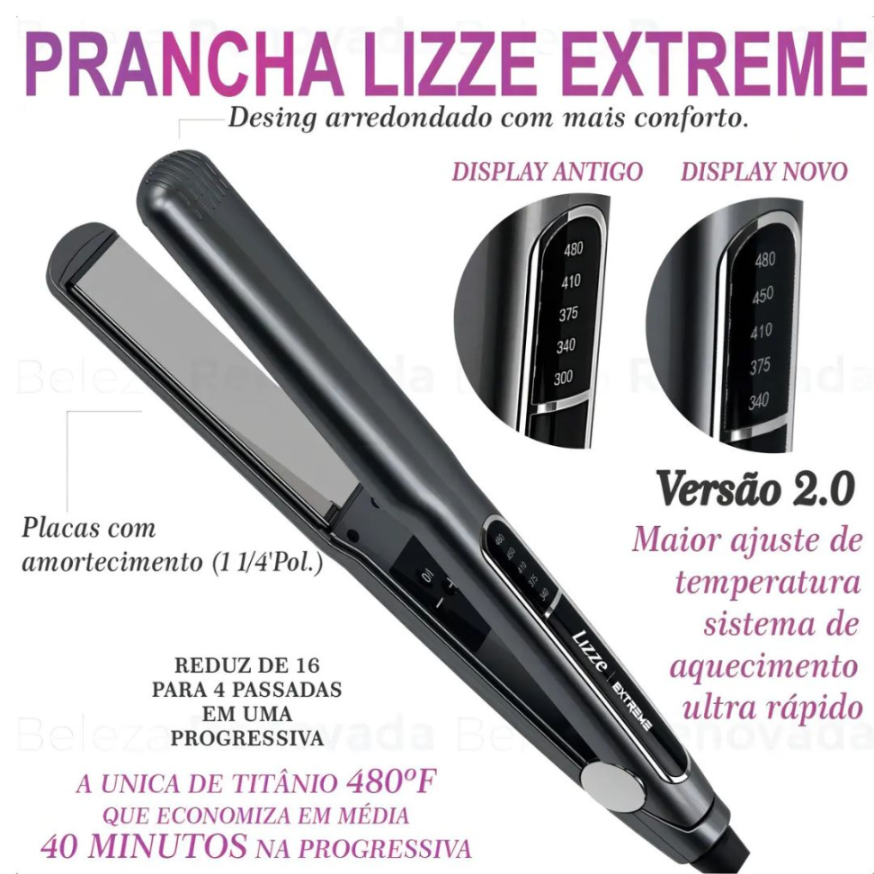 Prancha Lizze Extreme Com Placa Revestida Em Titânio Profissional