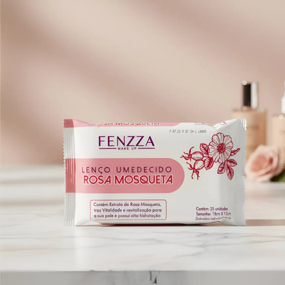 Lenço Umedecido Rosa Mosqueta Fenzza Revitalizante Facial