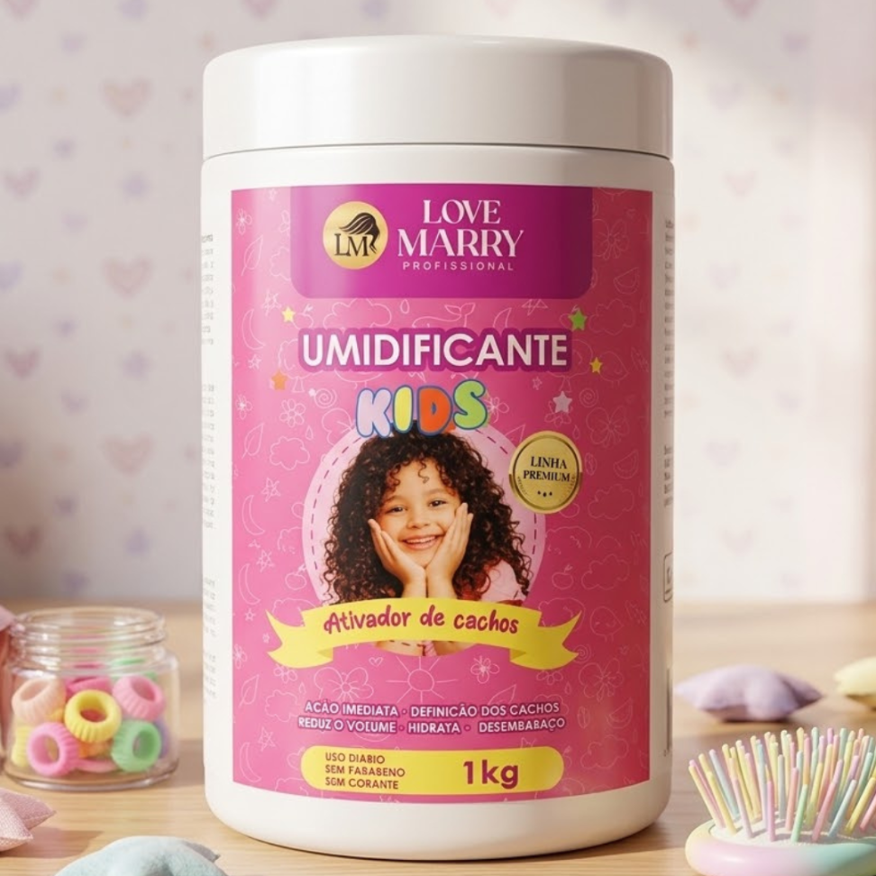 Creme Umidificante Ativador de Cachos Kids 1kg Love Marry Profissional