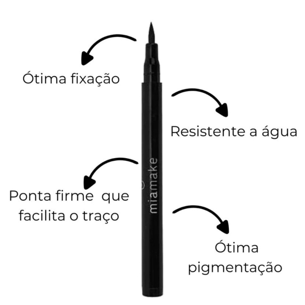 Delineador Caneta Preta Mia Make Alta Precisão Fixação 1,7ml - #4