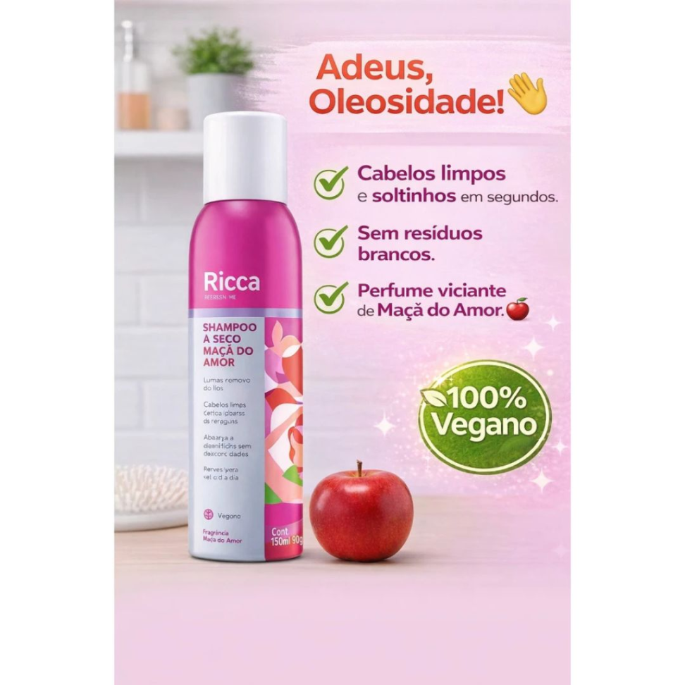 Shampoo a Seco Maçã do Amor 150ml - Ricca