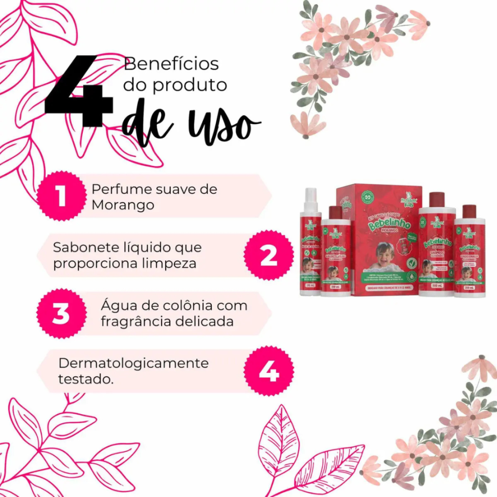 Kit Bio Instinto Kids Bebelinho Morango 4 Itens - #3
