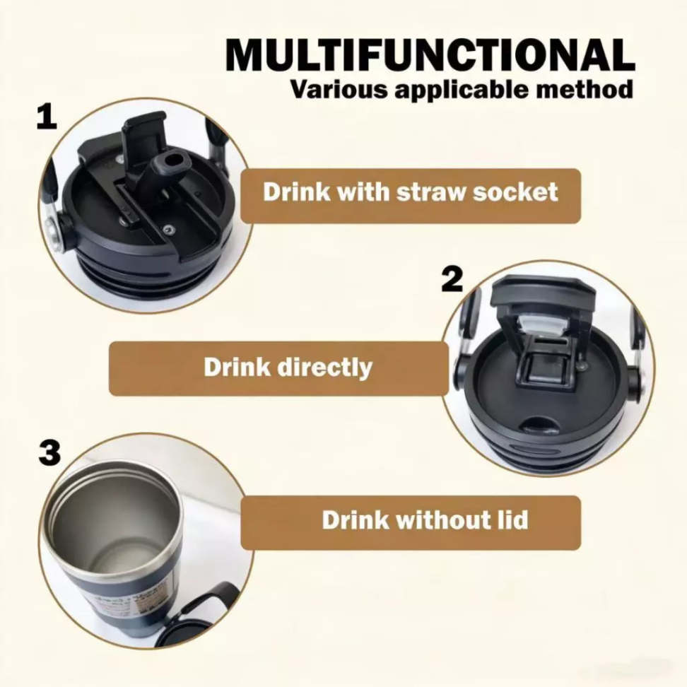Garrafa Térmica Com Alça Flip Tumbl Aço Inoxidavel Isolamento Térmica 600ML - #4