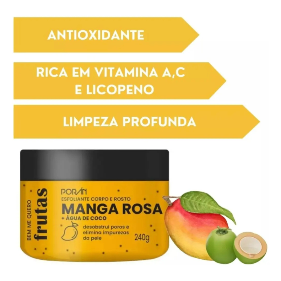 Esfoliante Manga Rosa Corpo E Rosto Porán Bem Me Quero 240g